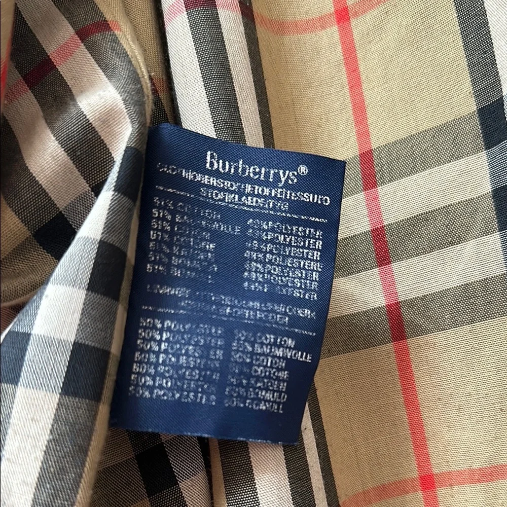 Burberrys Long Vintage Trench Coat Jacket Plaid Lining Black Size 10 X-Long - Picture 7 of 14